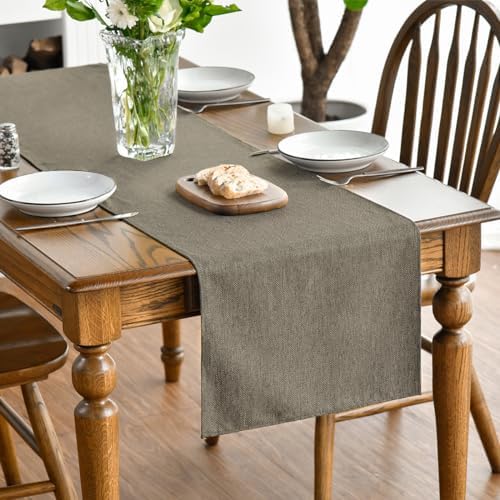 Artoid Mode Coffee Brown Table Runner, Seasonal Fall Washable Kitchen Dining Table Decoration for Home Party Decor 13x48Inch