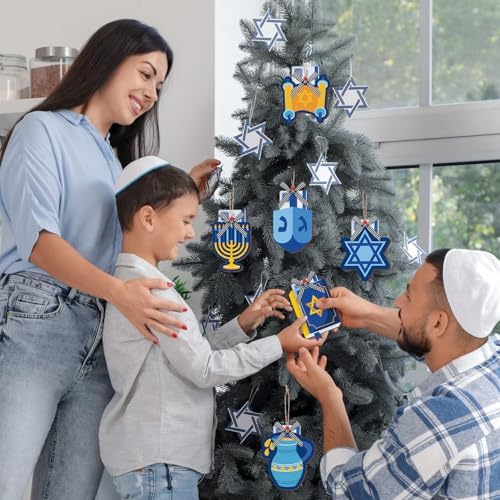 Dispowreath 6 Pcs Hanukkah Wooden Gift Card Holders Menorah Dreidel