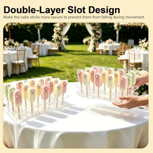 1 Pcs Acrylic Cakesicle Display Stand, 15 Holes Cakesicle Stand Display, Reusable Clear Cake Pops Sticks Kit for Wedding Shower Birthday Dessert Table Display