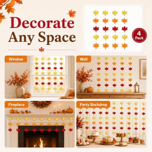 Fall Decor - Maple Leaves Fall Garland for Thanksgiving Decorations