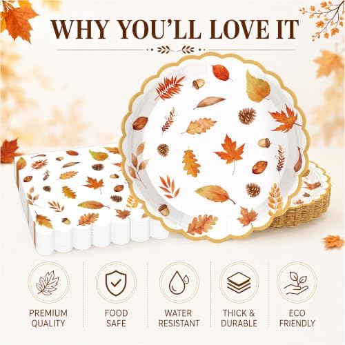 40PCS Fall Paper Plates and Napkins Set