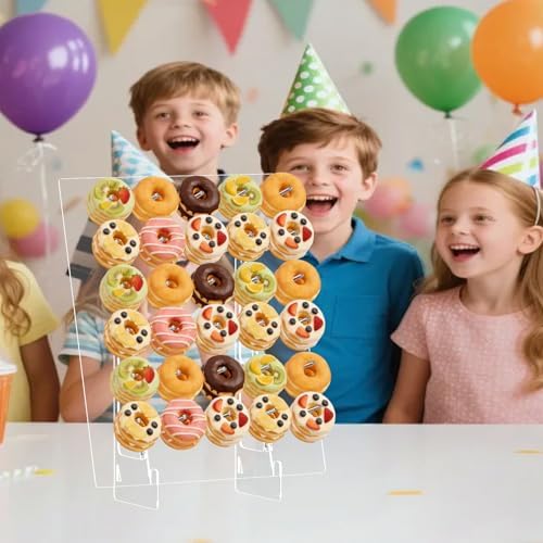 Nalwort Donut Wall Display Stand, Acrylic Donut Board Holds 60 Donuts, Large Donut Stand, Donut Holder Stand for Dessert Table, Dessert Display Stands for Party, Wedding Decor