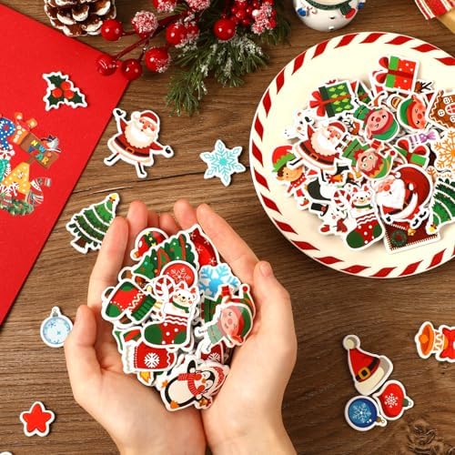 JULBEAR 300Pcs Christmas Foam Stickers Bulk Self Adhesive Puffy Designs