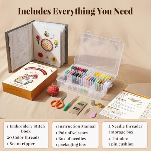 CYANFOUR 2026 New Embroidery Stitch Book Kit for Adults Beginners
