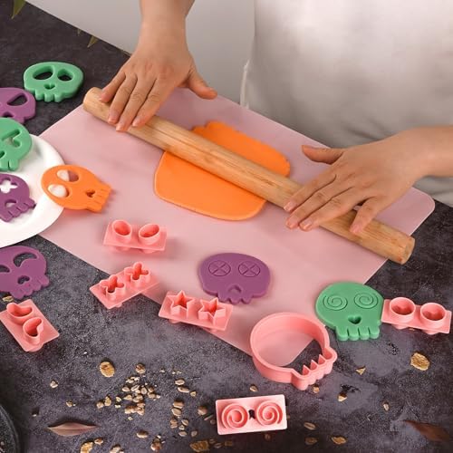 HUAKENER Halloween Cookie Cutters Set, Skull Cookie Cutter, Biscuit Molds