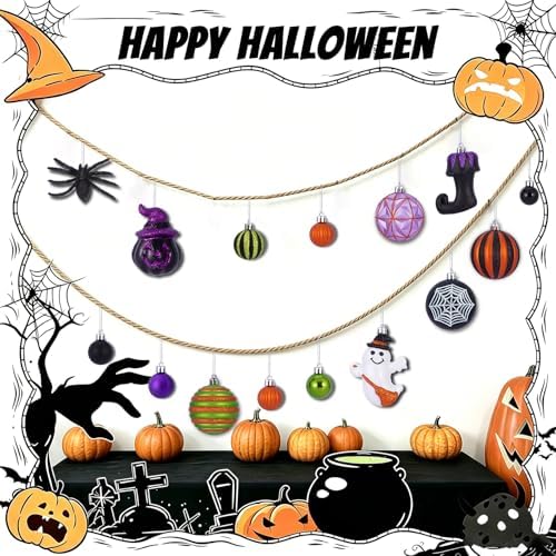 50 Pcs Halloween Ornaments for Tree Decorations, Shatterproof
