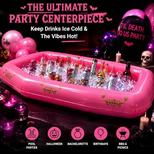 Aoriher 1 Pack 52" Halloween Inflatable Coffin Cooler Fake Coffin Floatie