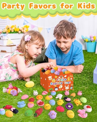 30 Pcs Easter Squishy Toys, Easter Basket Stuffers, Small Mini Toys Egg Fillers Stuffers, Non Candy Party Favors Classroom Gifts Prizes Treats Squishies for Boys Girls