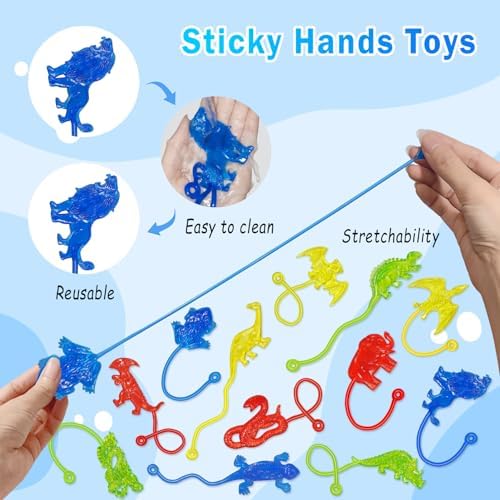 Sticky Hands Bulk 36 PCS Kids Party Favors Animal & Dinosaur Sticky Hand