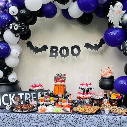 25 PCS Horror Movie Cupcake Toppers - Happy Birthday Cake Topper, Bloody Knife, Have a Killer Birthday Picks for Classic Movie Theme Halloween Party Cake Decorations Supplies