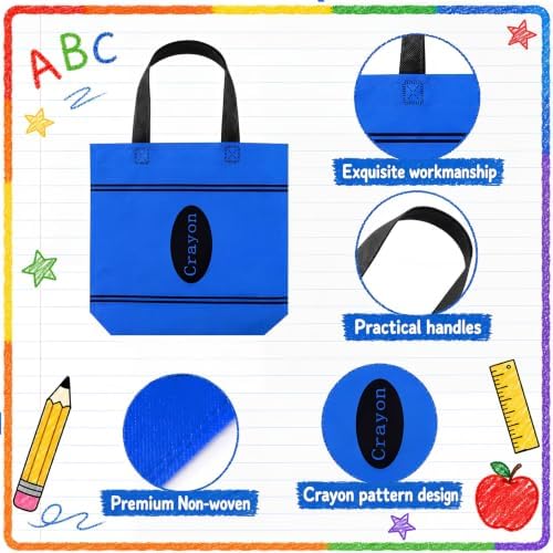 Hosuly 48 Pcs Back to School Gift Bags Crayon Tote Bags Bulk