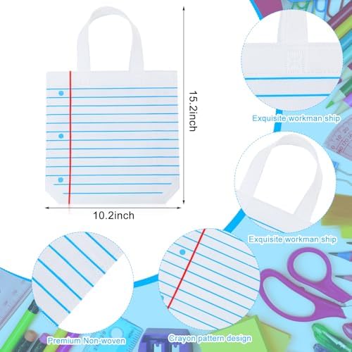 Hosuly 24 Pcs Back to School Gift Bags Notebook Tote Bags Bulk