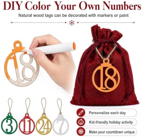 LIHAO 24 Days Advent Calendar 2026 Christmas Drawstring Gift Bag Pouches