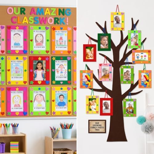 Jetec 24 Pieces Felt Craft Picture Frames with Stickers 4x6 in 12 Colors