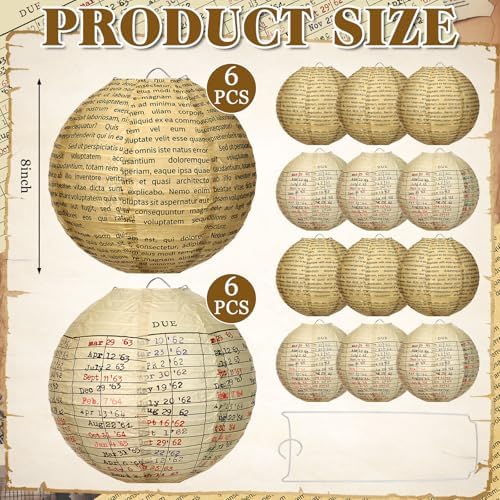 Baquler 12 Pcs Vintage Book Hanging Lanterns Decorations, Brown