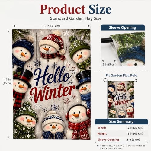 Christmas Decorations Outdoor - Hello Winter Snowman Garden Flag