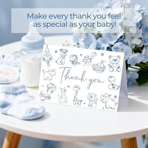 48 Pack Baby Shower Thank You Cards with Envelopes (Cute Bear)