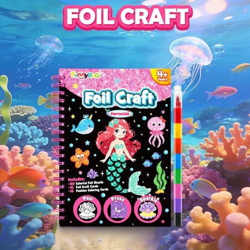 FUNNYB&G Foil Art Craft Kit for Kids, Sparkly Birthday Gift Toy for Girls