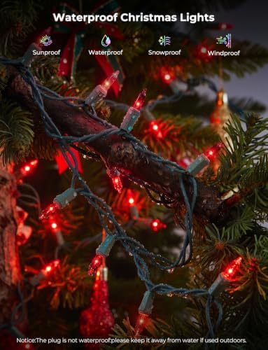 Brightown Red Christmas Lights, 20FT 100 Count Incandescent Mini String Lights, Connectable Waterproof Fairy Light Christmas Decorations for Indoor Outdoor Xmas Tree Garland Garden Patio Party Decor