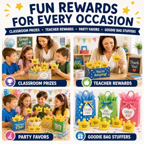 12 Pack You’re a Star Squishy Toys Bulk for Kids, Classroom Prize Rewards, Goodie Bag Stuffers, Treasure Box Toys, Carnival Game Prizes, Party Favors & Kids Rewards (Crown)