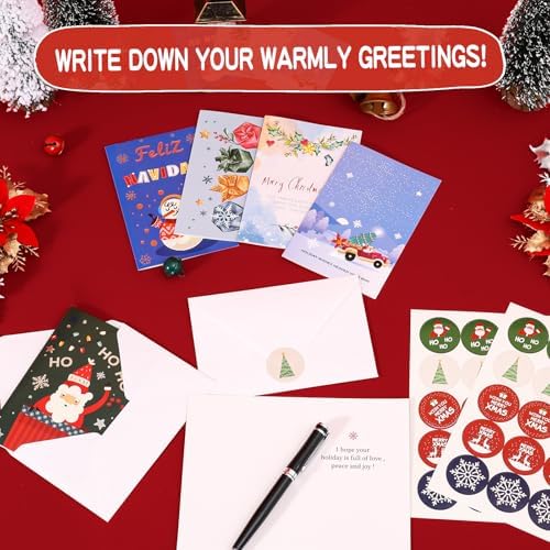 26 Pack Christmas Cards with Envelopes and Stickers