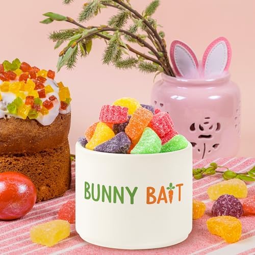 Easter Bunny Candy Dish Cauldron, Rabbit Mini Ceramic Candy Bowl Tiered Tray Decor, Easter Snack Serving Bowl Table Wishes Accents for Party Birthday Home Kitchen Events (Bunny Bait)
