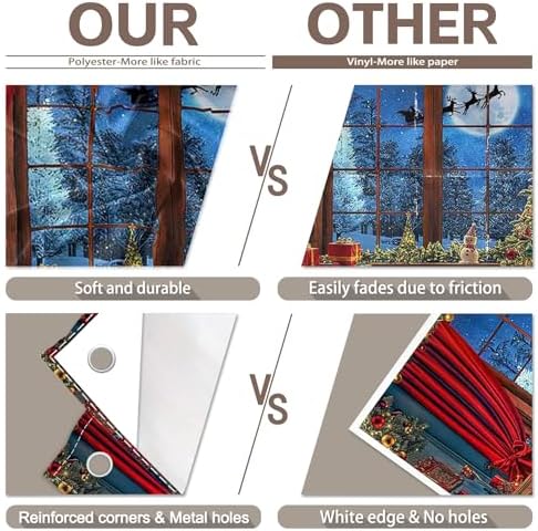 Fabric 12x8ft Christmas Window Photography Backdrop Winter Banner
