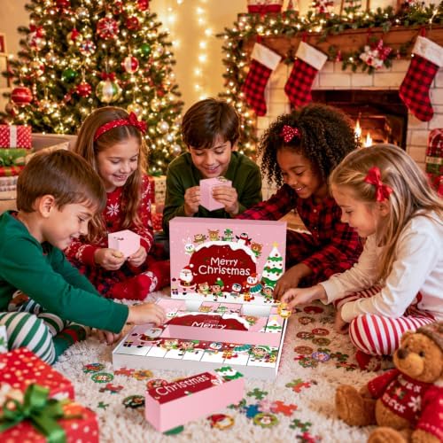 JWSCYSY 2026 Christmas Advent Calendar Box Set DIY - 24 Empty Surprise Gift Boxes with Number Stickers to Fill, Countdown Calendar for Kids Family Holiday Christmas Decorations (Pink)