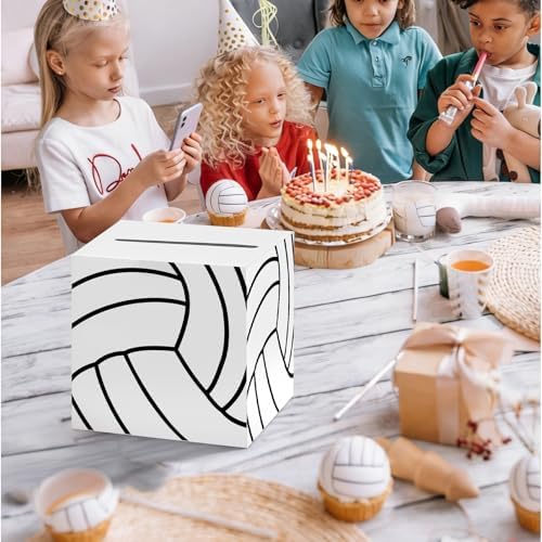 Volleyball Card Box Sports Party Favors Post Box Cardboard Receiving Money Holder for Volleyball Theme Wedding Reception, Baby Showers, Anniversary, Birthday Party, Table Centerpiece Decorations