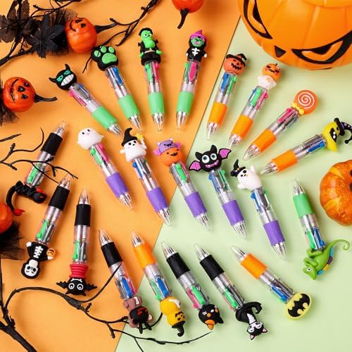 24PCS Halloween Fun Pens Mini Multicolor 4-in-1 Party Favors Pens