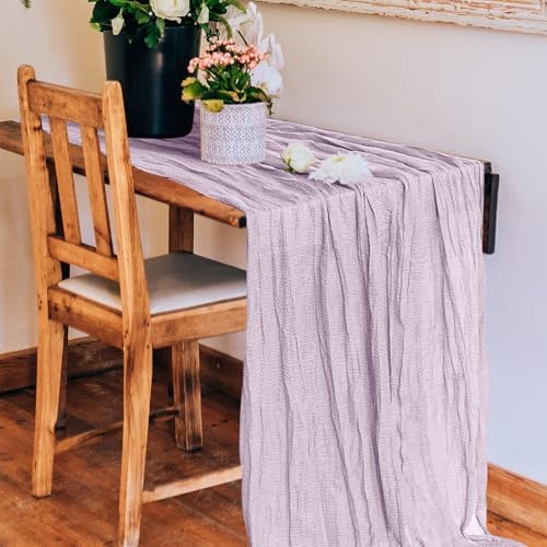 6 Pack Cheesecloth Table Runner 10Ft Christmas Gauze Boho Table Runners for Wedding Decor Bridal Shower Decorations Baby Shower Party(35" x 120")