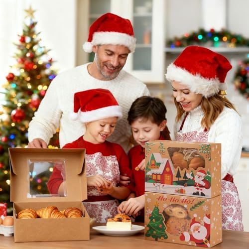 Christmas Cookie Boxes, Brown Kraft, 24 Pack, 8.25"x6"x2.75"