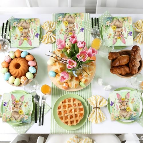 50Pcs Easter Paper Napkins - 2Ply, 6.5 x 6.5 In