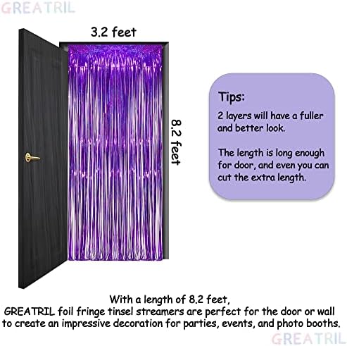 Purple Tinsel Curtain Party Backdrop - 3.2ft x 8.2ft - Pack of 2