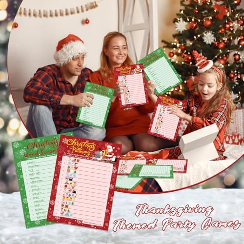 YQUQWN 32PCS Christmas Party Games Word Guessing Game, Christmas Trivia Cards Pattern Guessing Game Winter Xmas Party for Kids Family School Office Games Supplies