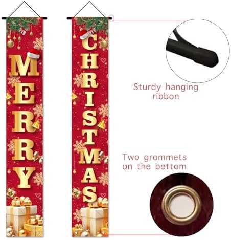 Nuxovilar Merry Christmas 2Pcs Door Cover Banner,71x12In Polyester
