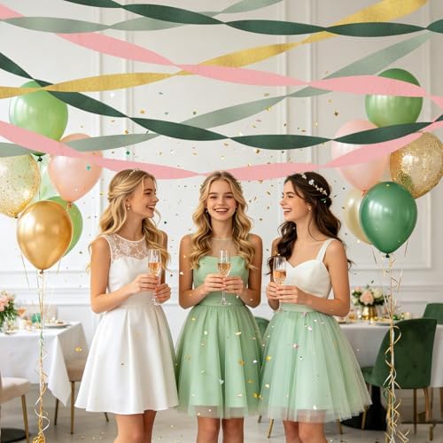 8 Rolls Sage Green Crepe Paper Streamers Party Decorations for Boho Wedding, Baby Shower, Engagement Party, Spring Party, Birthday Party Supplies