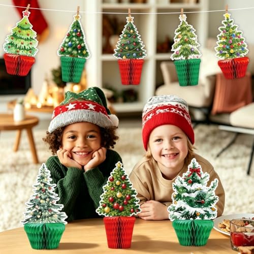 Christmas Tree Honeycomb Centerpieces 9Pcs