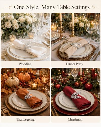Silver Wheat Napkin Rings Set of 12 for Weddings and Holiday Tables