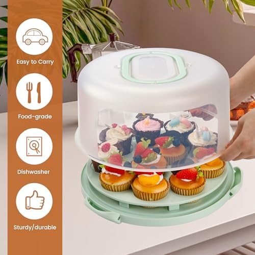NPLUX Cake Carrier with Lid and Handle Green Cake Containers, BPA-Free