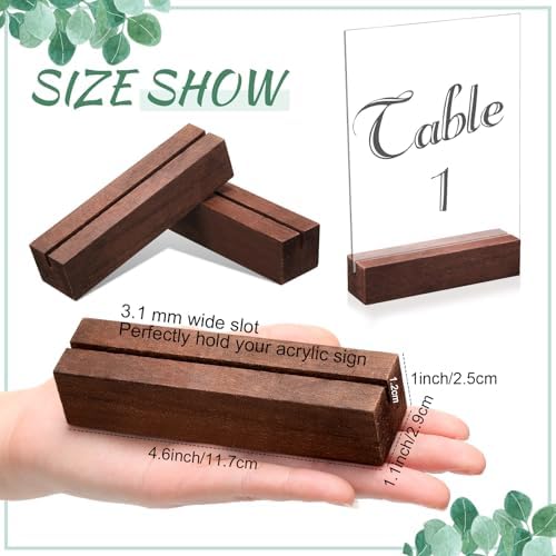 Blosssound 12 Pcs Wood Place Card Holder, Brown, 4.61 x 1.1 x 1 Inches