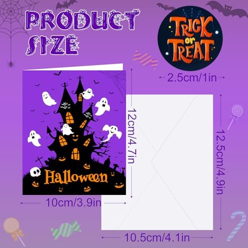 NEBURORA 30 Pack Halloween Greeting Cards with Envelopes and Stickers for Happy Halloween Party Favors Gifts Bag Fillers