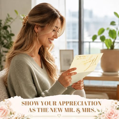 100 Pcs Wedding Thank You Cards with Envelopes Mr and Mrs Cards