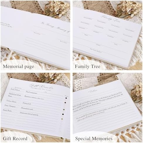 Lanpn Funeral Guest Book for Memorial Service, Linen in Loving Memory Registry Guest Book, Funeral Favors Sign in Books for Guests Celebration of Life Memory Book for Funeral with Table Sign, Black