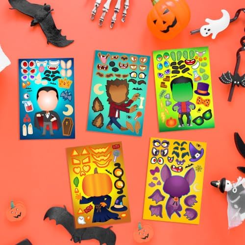 JOYIN 36 PCS Halloween Craft Stickers for Kids Party Favor, Make a Face Stickers with Designs Witch Vampire, DIY Craft Supplies for Halloween Party Game Classroom Activities Gift Goodies