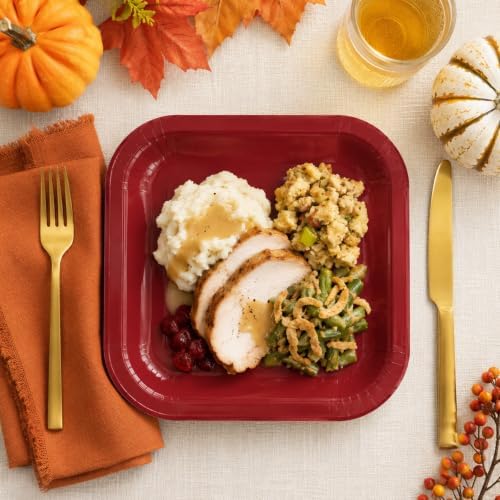 48PCS Fall Disposable Paper Plates 7 inch Square Party Decor Dessert Plates
