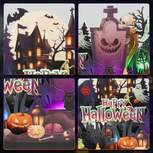 XTF2015 Halloween Card with Lights & Spooky Music, 3D Halloween Cards