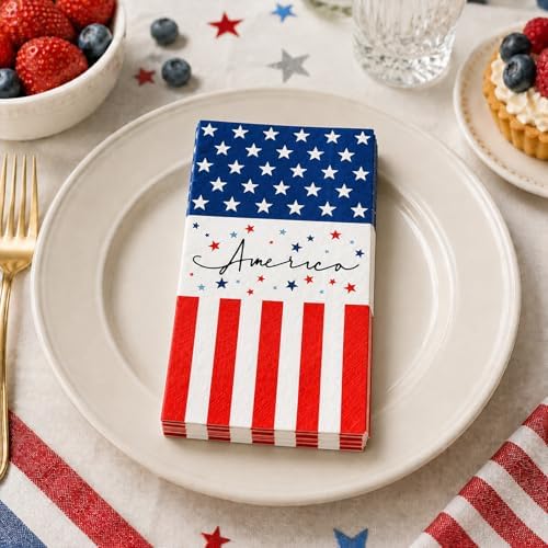 Patriotic 4th July Star Paper Napkins 100pcs
