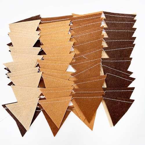 Brown Party Decorations Ombre Brown Felt Hanging Triangle Mini Bunting Pennant Banner Flag for Birthday Wedding Shower Neutral Boho Woodland Safari Western Party Decor Supplies