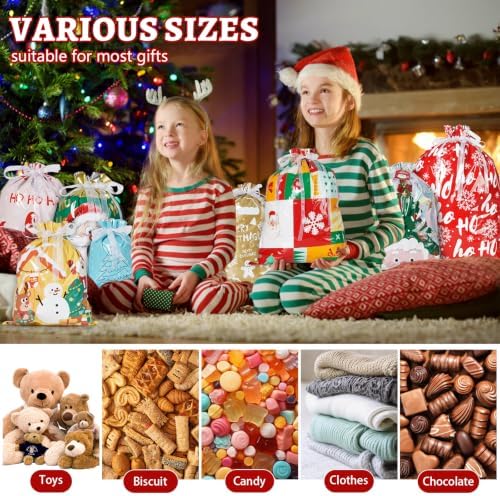 Koncci 34Pcs Christmas Gift Bags, Assorted Sizes Extra Large Medium Small